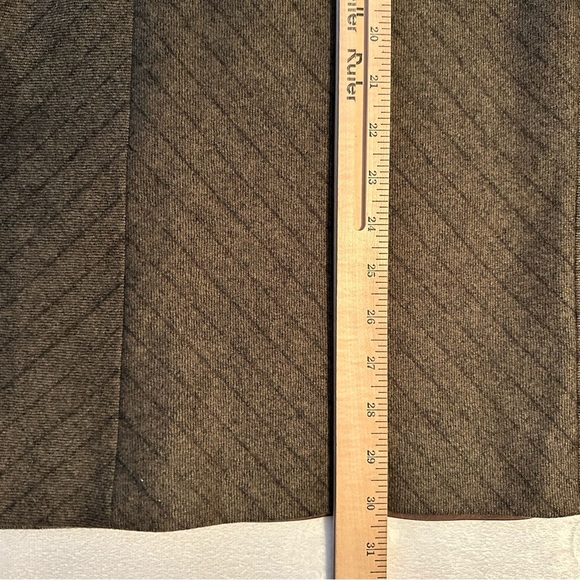 Vintage Valentino Miss V Wool Tweed Stripe Print Midi Pencil Skirt 10 brown tan - Picture 6 of 7